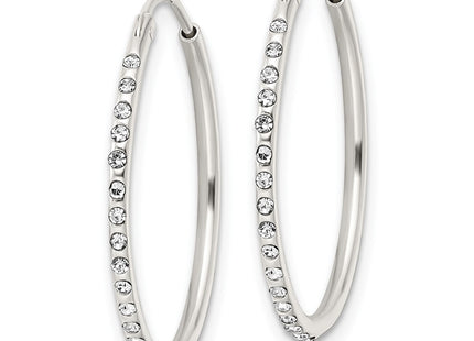 Sterling silver crystal hoop earrings, alternate view