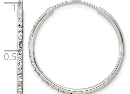 Sterling silver crystal hoop earrings, further view