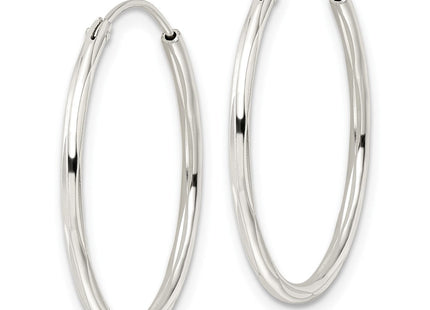Sterling Silver Diamond-cut 1. Endless Tube Hoop Earrings (Style QE15815)