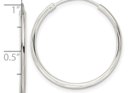 Sterling Silver Diamond-cut 1. Endless Tube Hoop Earrings (Style QE15815)