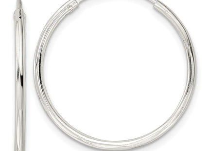 Sterling Silver Diamond-cut 1. Endless Tube Hoop Earrings (Style QE15815)
