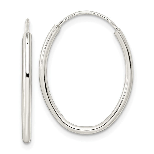 Sterling Silver Polished Endless Oval Hoop Earrings, 24.15 x 18.6mm