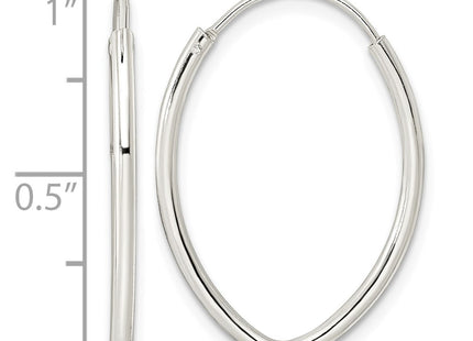 Sterling silver oval hoop earrings, further view
