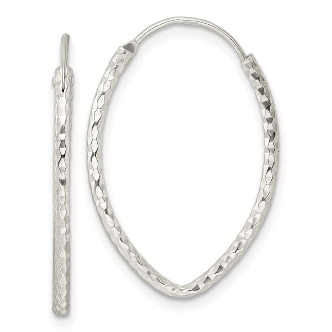 Sterling Silver Polished D/C Endless Hoop Earrings, 27.3 x 18.8mm