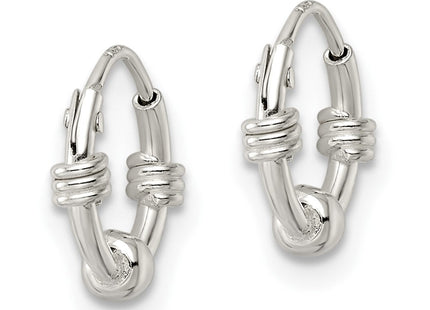 Sterling Silver Polished Beaded Circle Endless Hoop Earrings (Style QE15832)