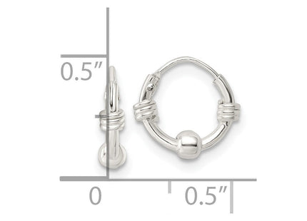 Sterling Silver Polished Beaded Circle Endless Hoop Earrings (Style QE15832)