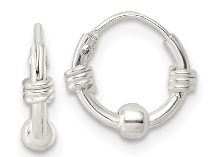 Sterling Silver Polished Beaded Circle Endless Hoop Earrings (Style QE15832)
