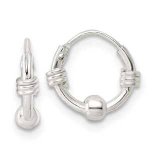 Sterling Silver Polished Beaded Circle Endless Hoop Earrings (Style QE15832)
