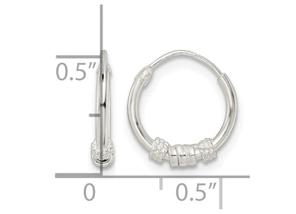 Sterling silver circle hoop earrings, further view
