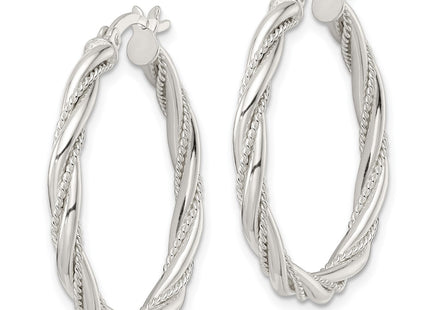 Sterling silver hoop earrings, alternate view