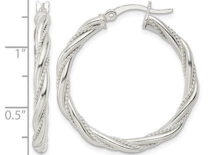 Sterling silver hoop earrings, further view