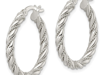 Sterling Silver Polished Twisted Rope Hoop Earrings