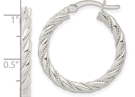 Sterling Silver Polished Twisted Rope Hoop Earrings