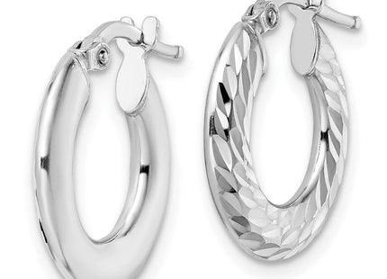 Sterling Silver Rhodium-plated D/C Knife-edge Tube Hoop Earrings (Style QE15849)
