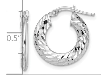 Sterling Silver Rhodium-plated D/C Knife-edge Tube Hoop Earrings (Style QE15849)