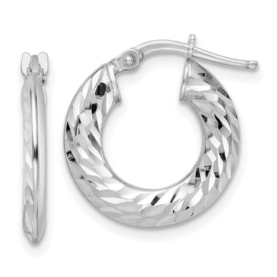 Sterling Silver Rhodium-plated D/C Knife-edge Tube Hoop Earrings, 18 x 2mm