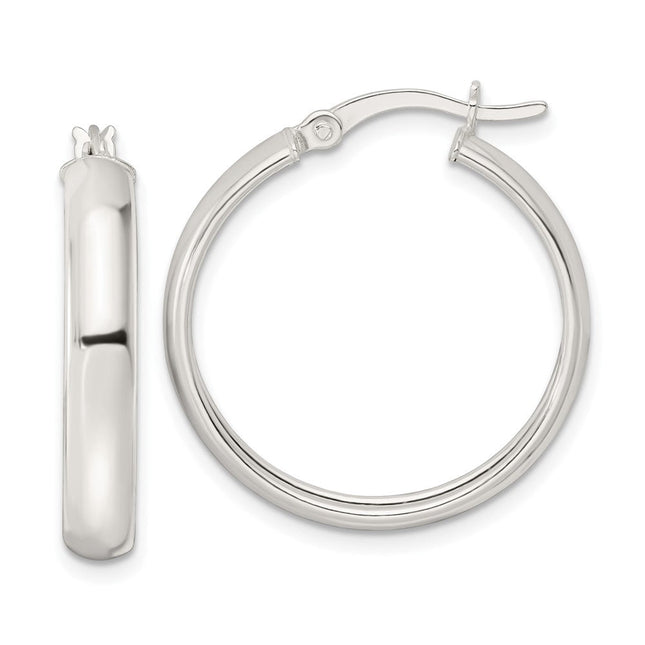 Sterling Silver Polished Hoop Earrings, 25 x 4.25mm