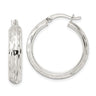 Sterling Silver Polished Diamond-cut Hoop Earrings