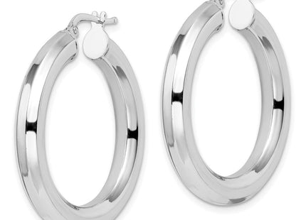 Sterling Silver Rhodium-plated Octagon Tube Hoop Earrings (Style QE15867)