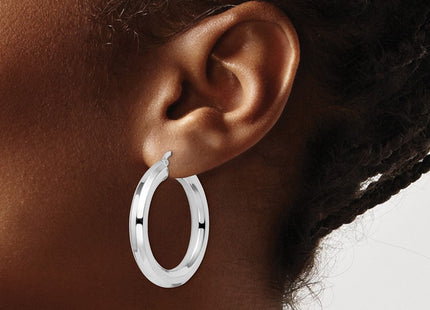 Sterling Silver Rhodium-plated Octagon Tube Hoop Earrings (Style QE15867)