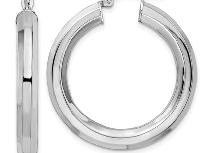 Sterling Silver Rhodium-plated Octagon Tube Hoop Earrings (Style QE15867)