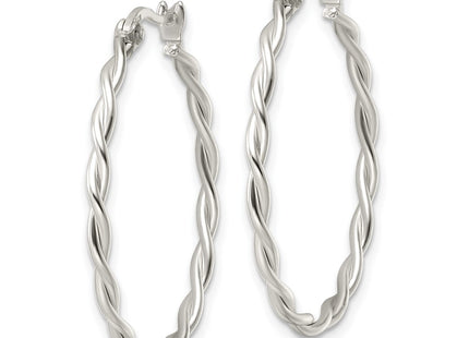 Sterling silver hoop earrings, alternate view