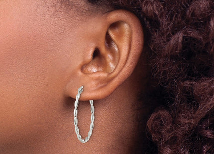 Sterling silver hoop earrings, another view