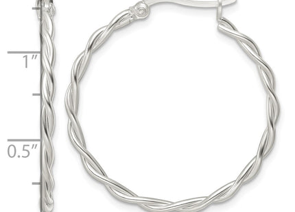 Sterling silver hoop earrings, further view