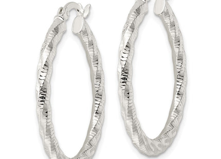 Sterling silver hoop earrings, alternate view