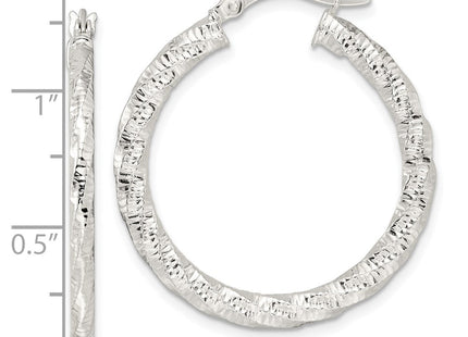 Sterling silver hoop earrings, further view