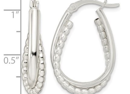 Sterling silver oval hoop earrings, further view