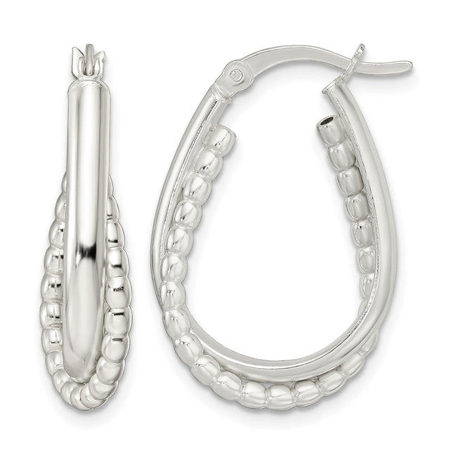 Sterling silver oval hoop earrings