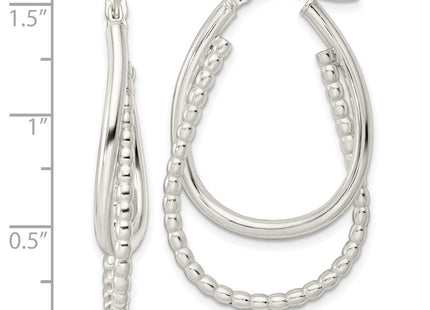 Sterling Silver Rhodium-plated Polished Double Oval Hoop Earrings (Style QE15894)