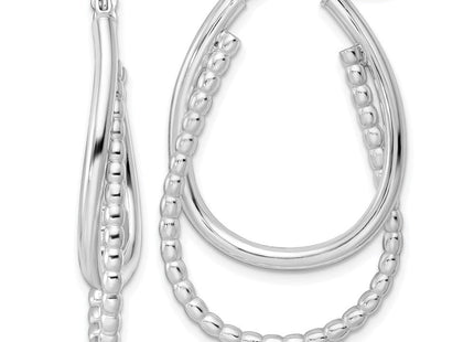 Sterling Silver Rhodium-plated Polished Double Oval Hoop Earrings (Style QE15894)