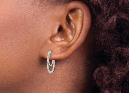 Sterling Silver Beaded Double Oval Hoop Earrings