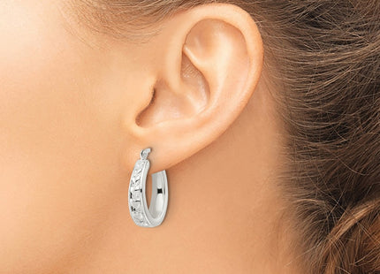 Sterling silver oval hoop earrings, another view