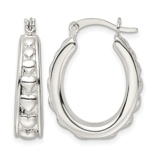Sterling silver oval hoop earrings