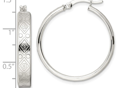 Sterling silver hoop earrings, further view