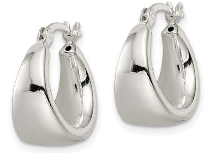 Sterling Silver Polished Tapered Round Hoop Earrings (Style QE15937)