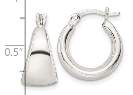Sterling Silver Polished Tapered Round Hoop Earrings (Style QE15937)