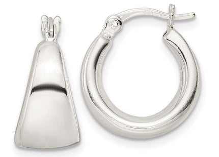 Sterling Silver Polished Tapered Round Hoop Earrings (Style QE15937)