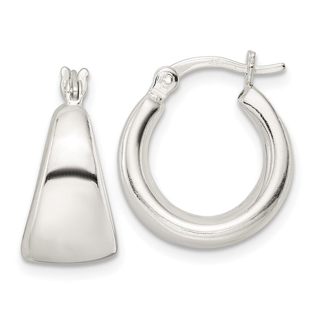 Sterling Silver Polished Tapered Round Hoop Earrings, 17.5 x 8.6mm
