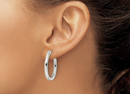 Sterling Silver Polished Hinged Tube Hoop Earrings (Style QE15945)