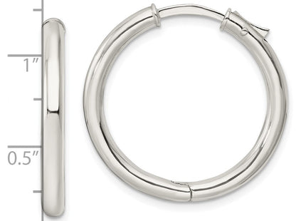 Sterling Silver Polished Hinged Tube Hoop Earrings (Style QE15945)