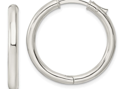 Sterling Silver Polished Hinged Tube Hoop Earrings (Style QE15945)