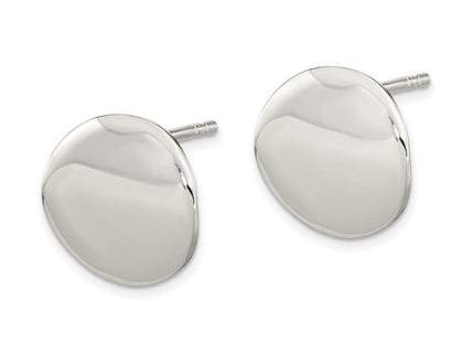 Sterling Silver Polished Flat Circle Post Earrings (Style QE16001)