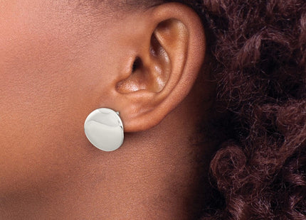 Sterling Silver Polished Flat Circle Post Earrings (Style QE16001)