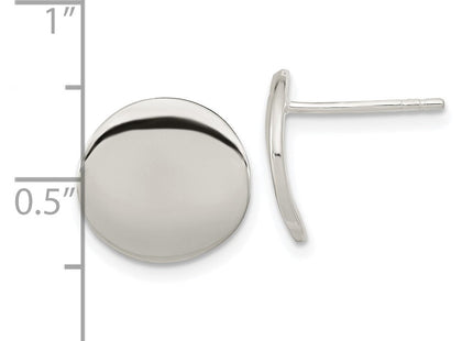 Sterling Silver Polished Flat Circle Post Earrings (Style QE16001)