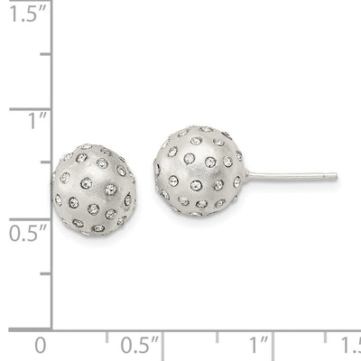 Sterling Silver Satin Crystal Ball Post Earrings