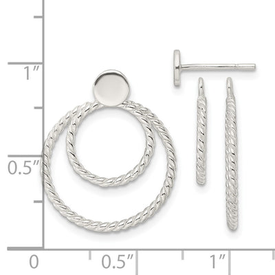Sterling Silver w/2 Circle Jackets Button Post Earrings